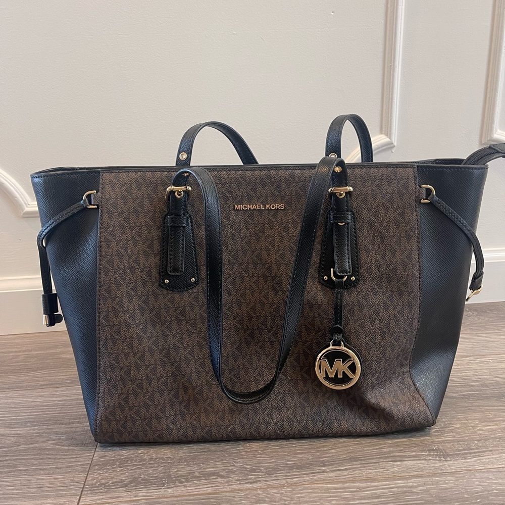 Michael Kors brown and black logo bag